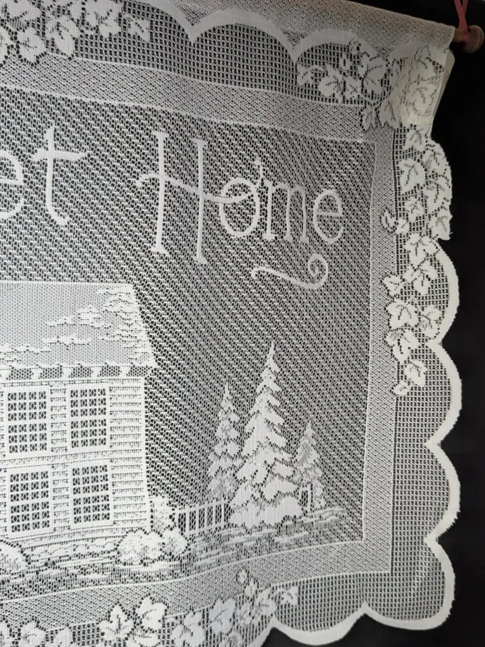 NWT Heritage Lace Home Sweet Home Wall Hanging Curtain White Wreath 29x19